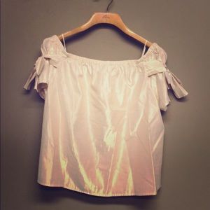 Metallic gold off shoulder blouse